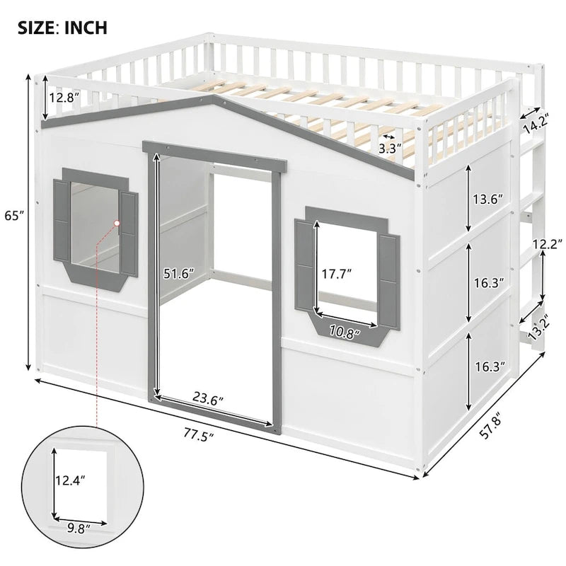 Full House Loft Bed with Gaming Area