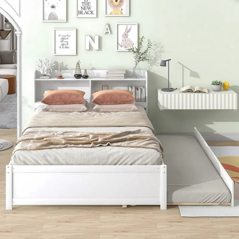 Full Bed with Trundle,Bookcase