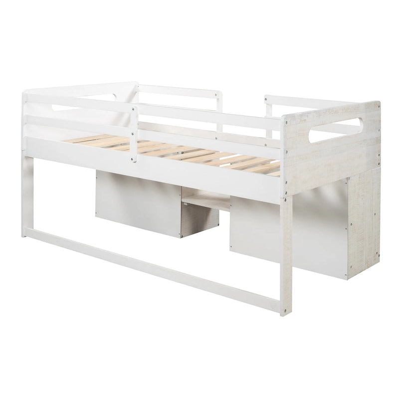 Twin Loft Bed with Shelves and drawers
