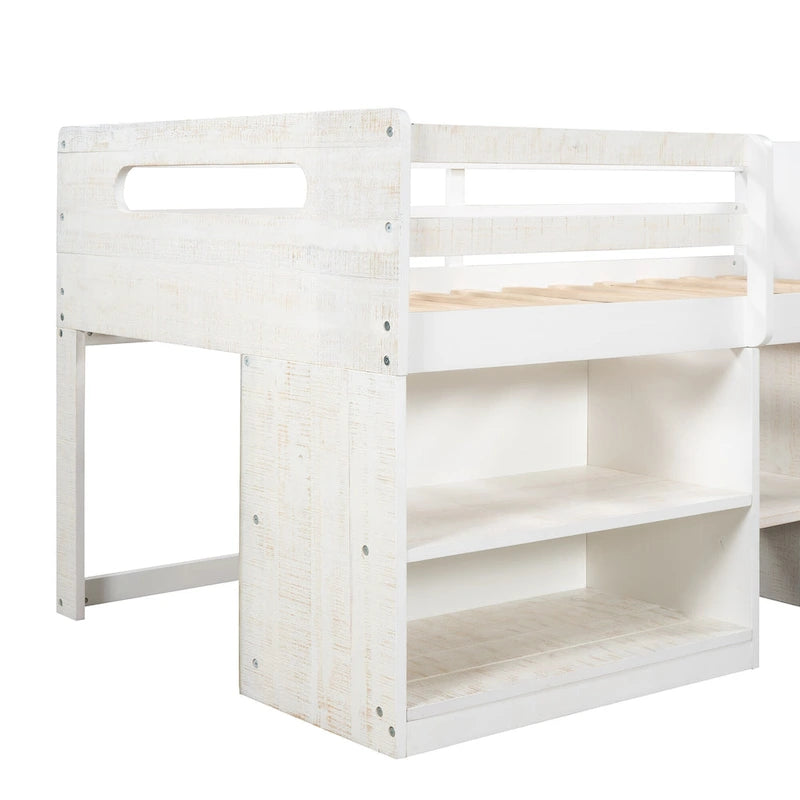 Twin Loft Bed with Shelves and drawers