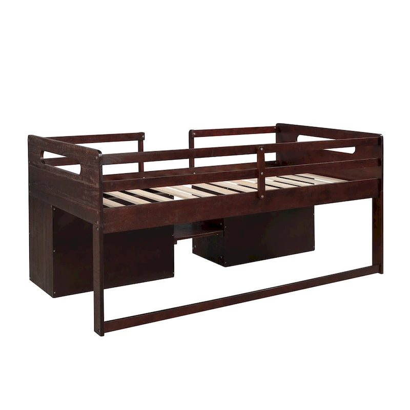 Twin Loft Bed with Shelves and drawers