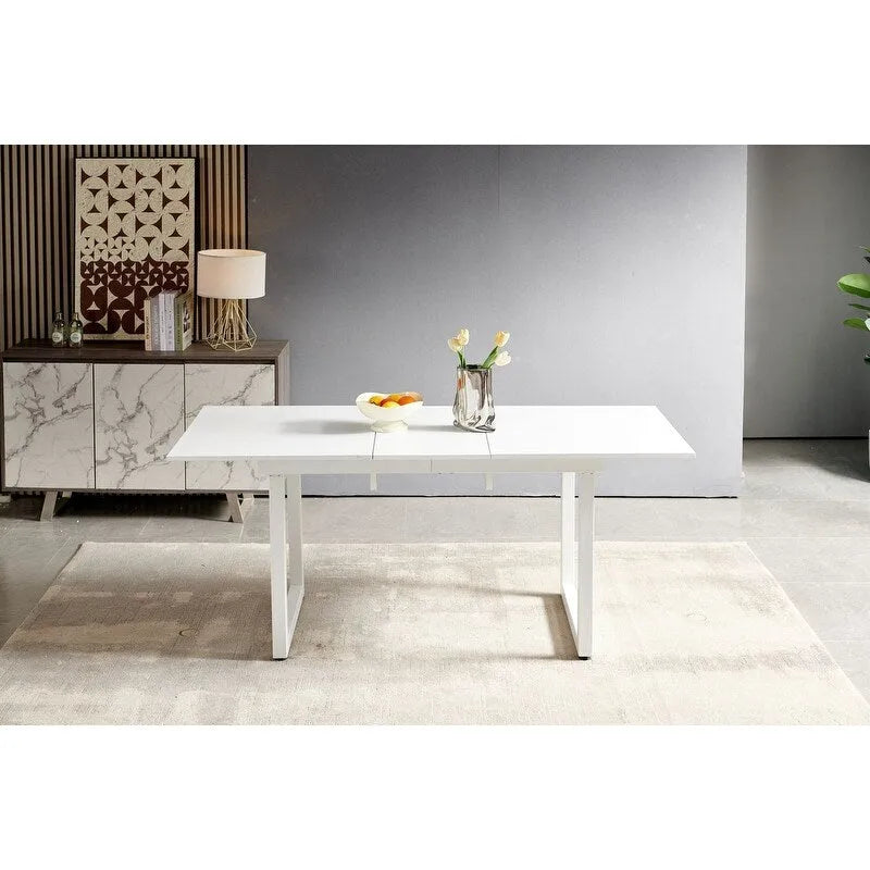 70.86W Square Extendable Dining Table with Metal Leg
