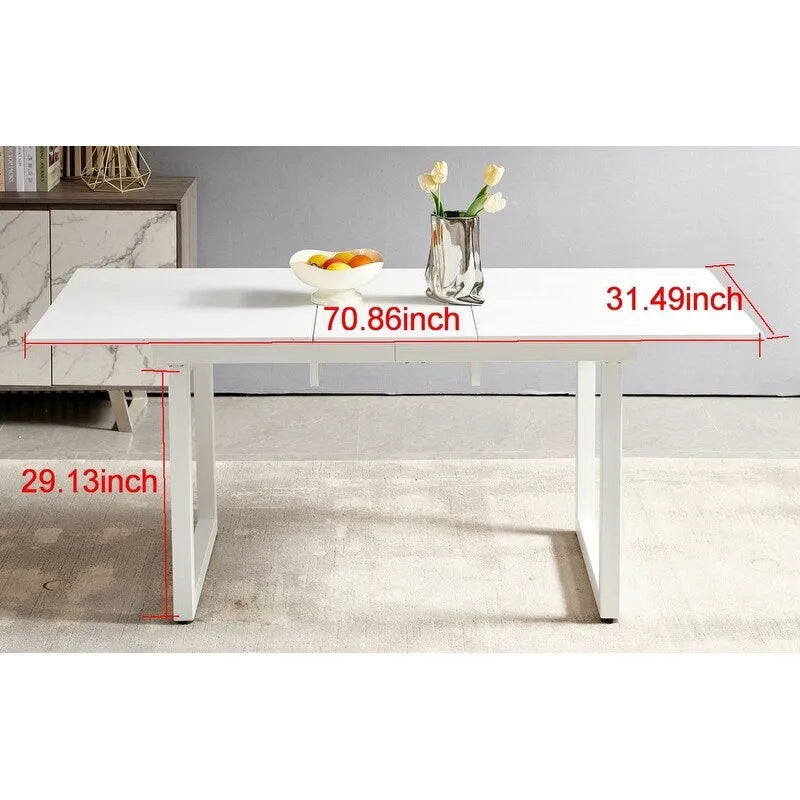 70.86W Square Extendable Dining Table with Metal Leg