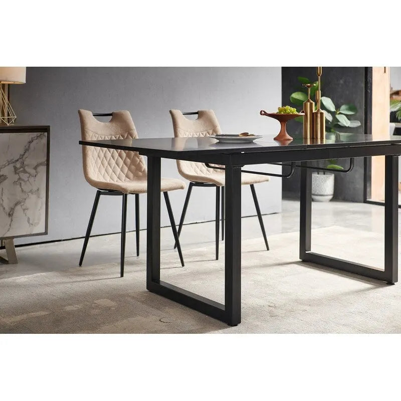 70.86W Square Extendable Dining Table with Metal Leg