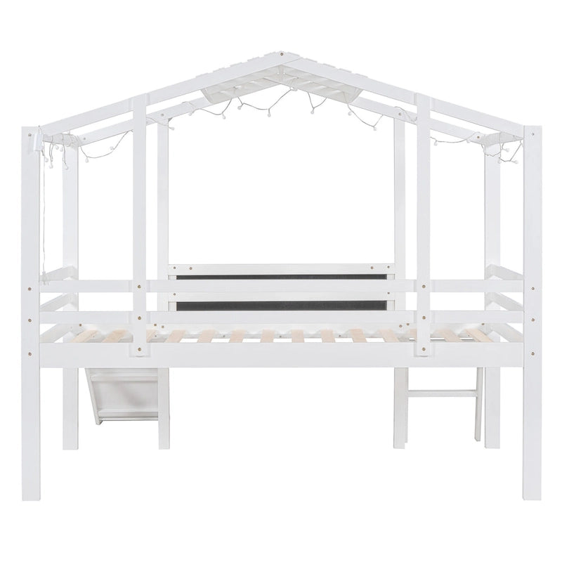Twin Size Loft Bed with Ladder and Slide