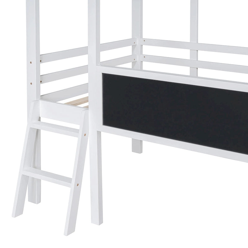 Twin Size Loft Bed with Ladder and Slide