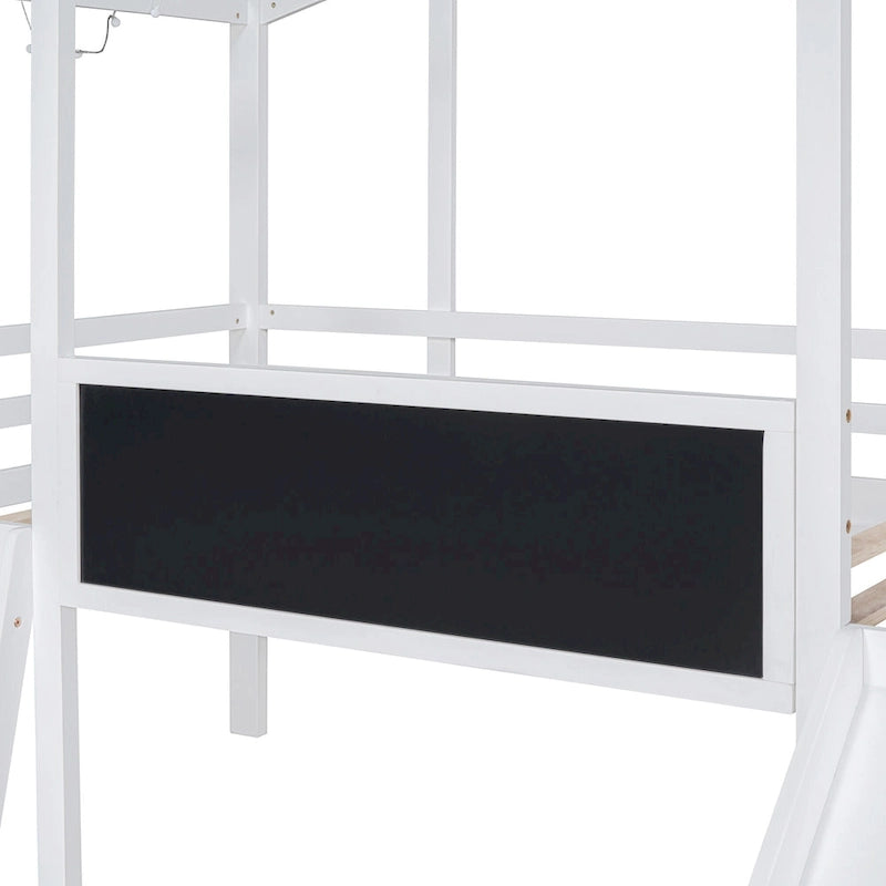 Twin Size Loft Bed with Ladder and Slide