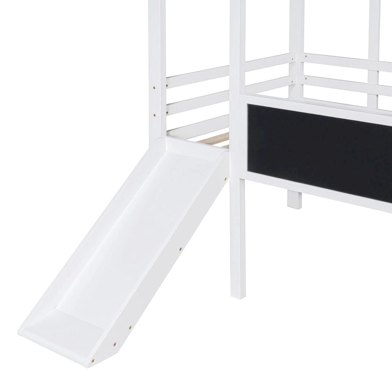 Twin Size Loft Bed with Ladder and Slide