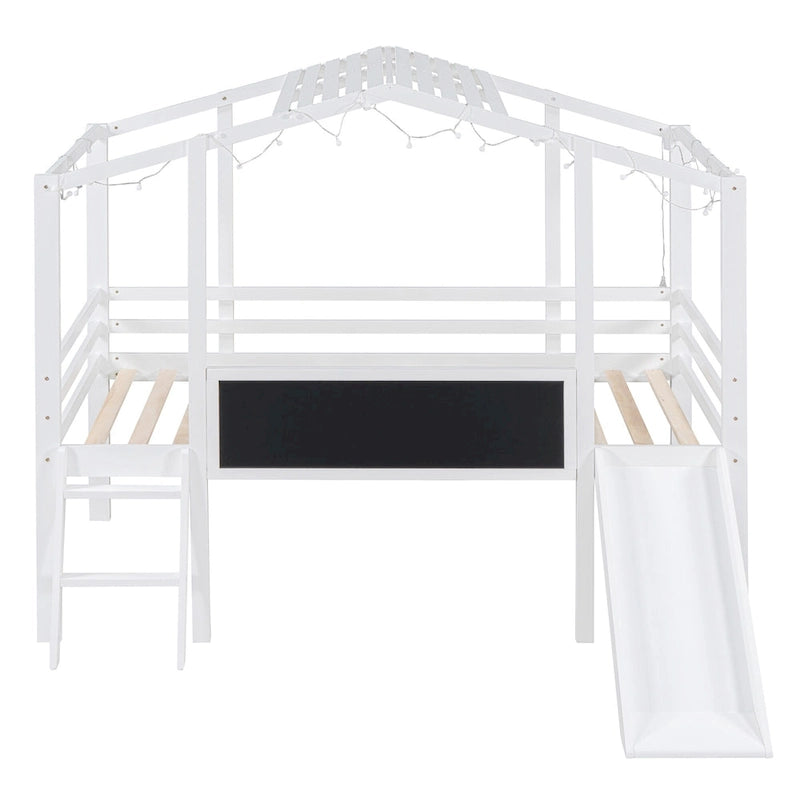 Twin Size Loft Bed with Ladder and Slide