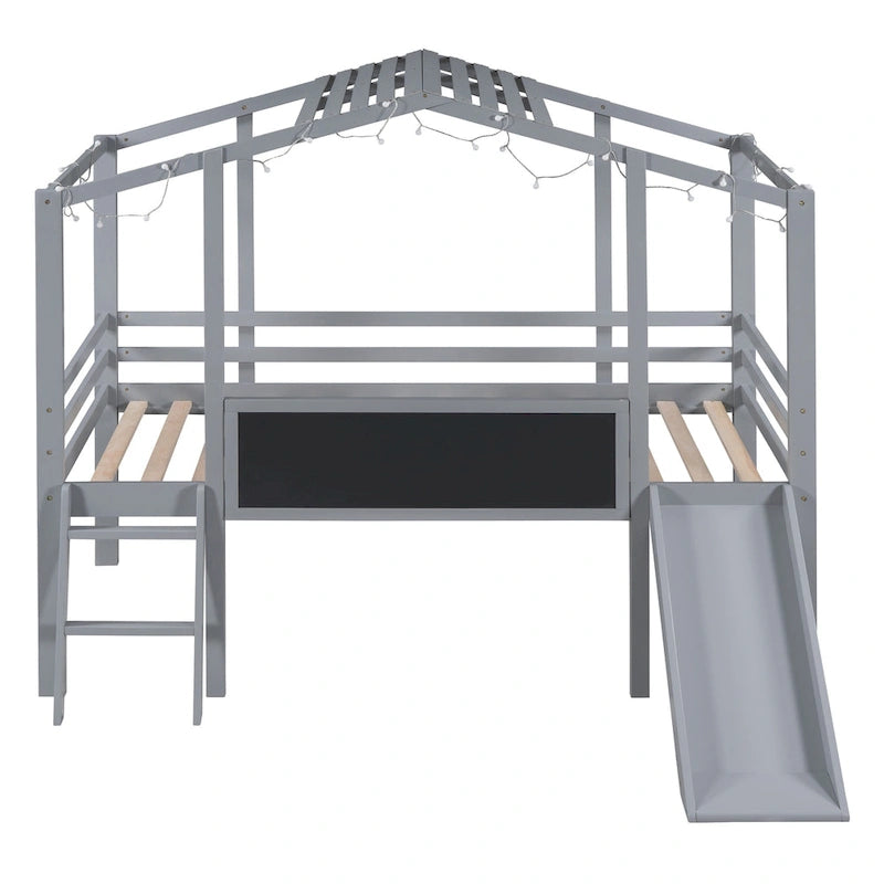 Twin Size Loft Bed with Ladder and Slide