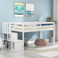 Solid Wood Twin Loft Bed with Staircase and Storage