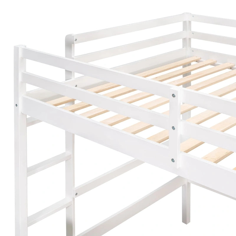 Loft Bed with Desk and Writing Board, Wooden Loft Bed with Desk & 2 Drawers Cabinet