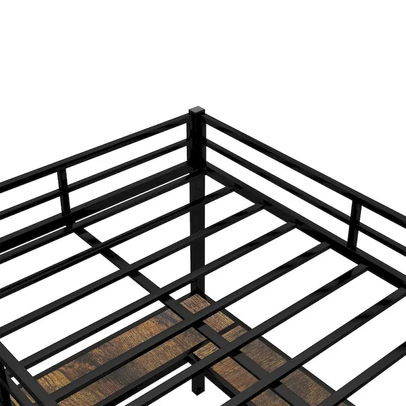 Full Metal Loft Bed with Desk and Shelves