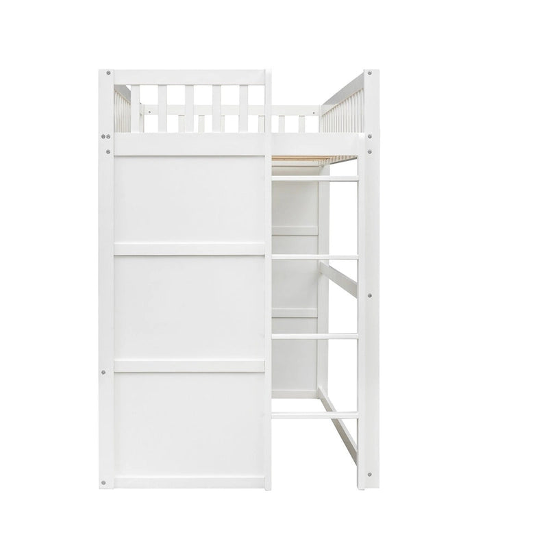 Castle Style Solid Pine Loft Bed with Ladder, Guard Rails