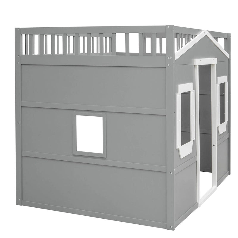 Castle Style Solid Pine Loft Bed with Ladder, Guard Rails