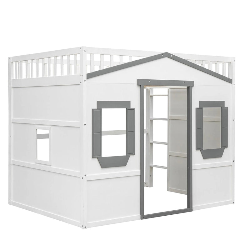 Castle Style Solid Pine Loft Bed with Ladder, Guard Rails