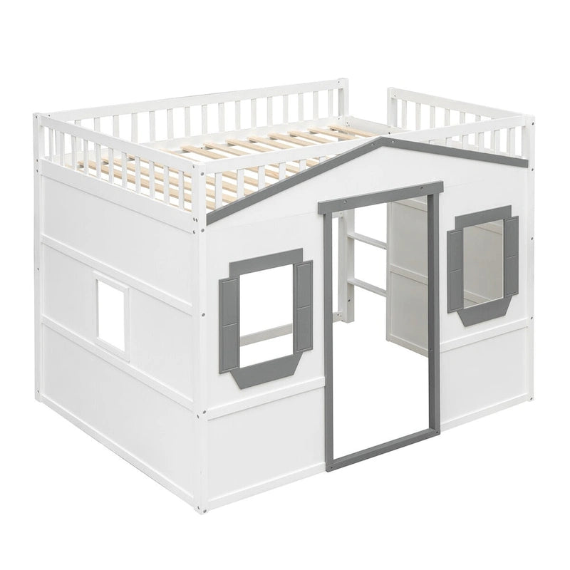 Castle Style Solid Pine Loft Bed with Ladder, Guard Rails