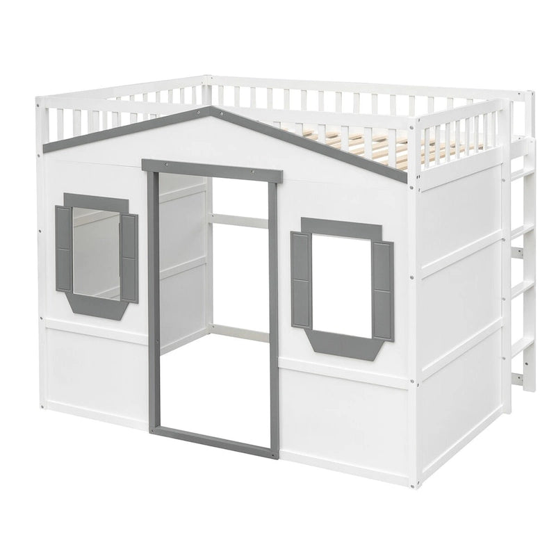 Castle Style Solid Pine Loft Bed with Ladder, Guard Rails