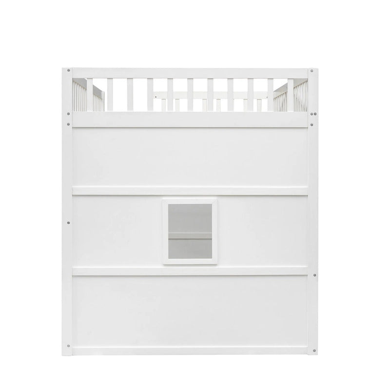 Castle Style Solid Pine Loft Bed with Ladder, Guard Rails