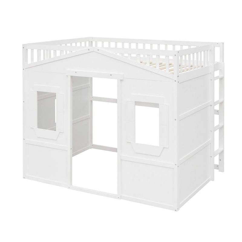 Castle Style Solid Pine Loft Bed with Ladder, Guard Rails