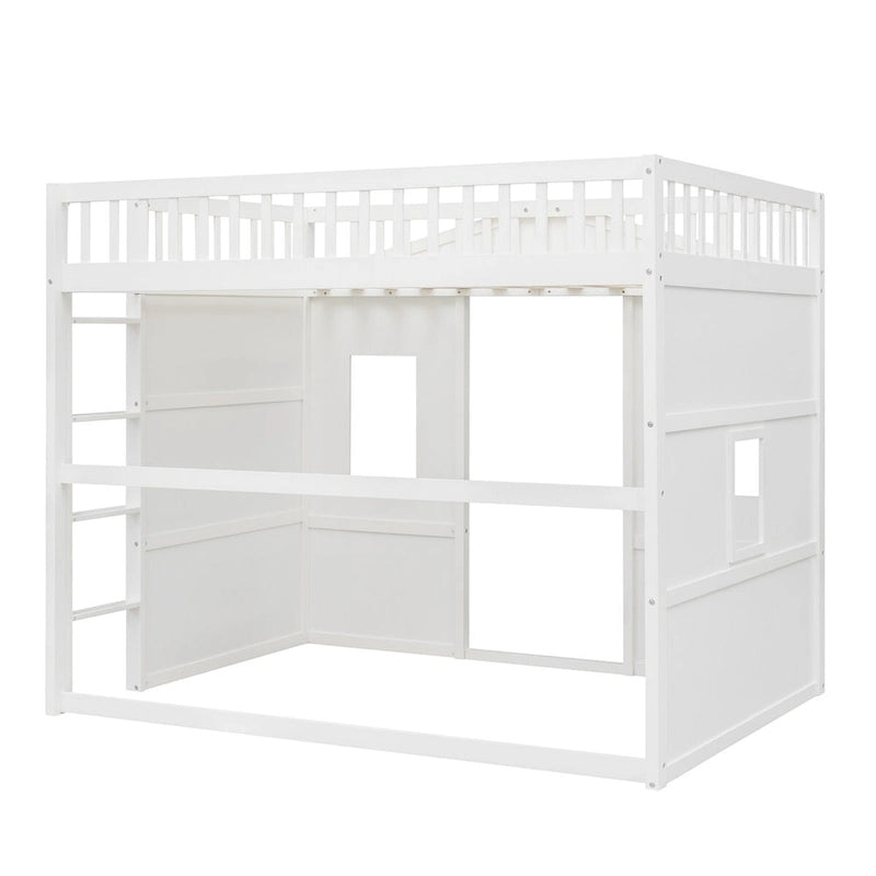 Castle Style Solid Pine Loft Bed with Ladder, Guard Rails