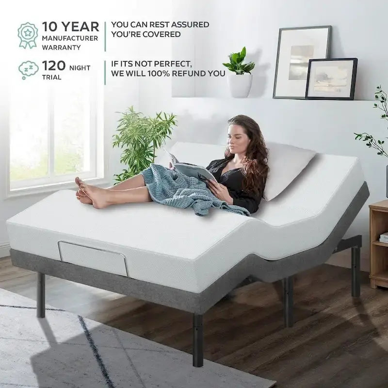 Sommier réglable avec matelas hybride en mousse de 14 pouces