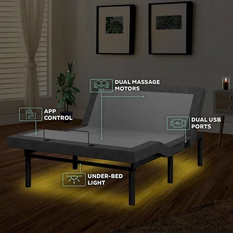 Sommier réglable avec matelas hybride en mousse de 14 pouces