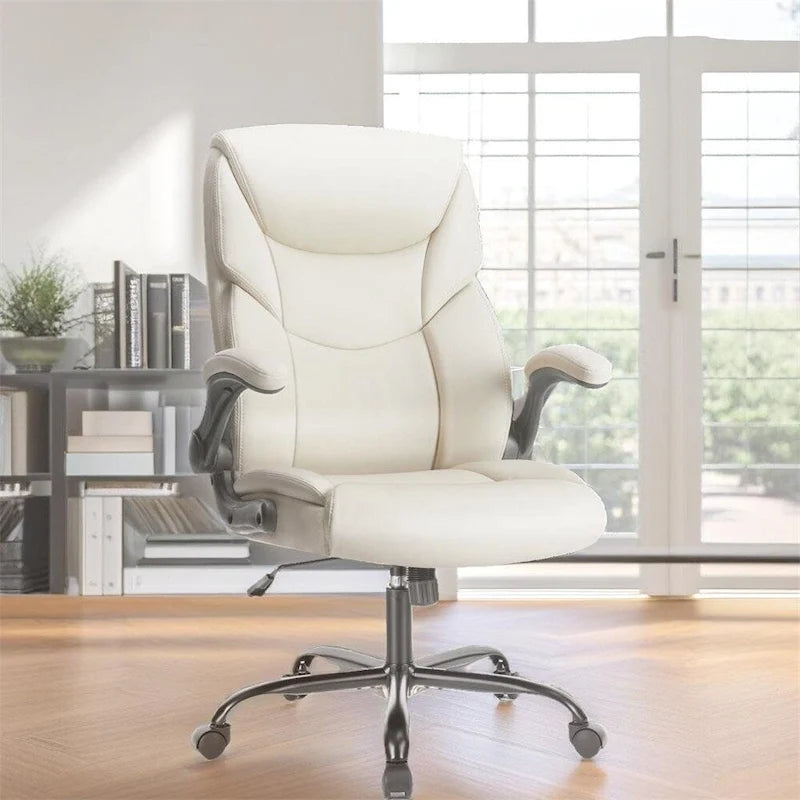 Adjustable Ergonomic Home Office Chair with Flip-Up Armrest - N/A