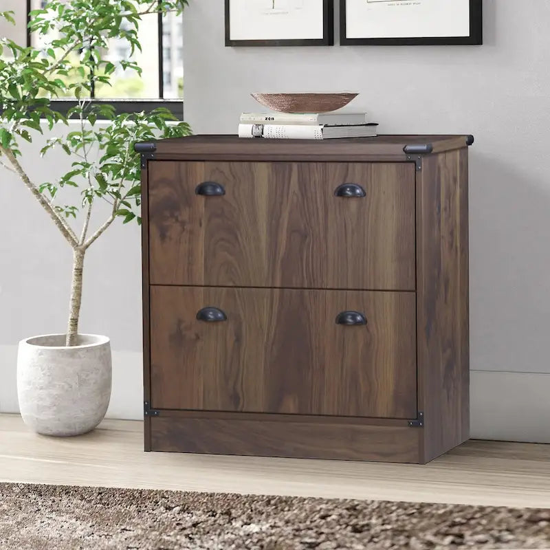Brunei Contemporary Dark Walnut Wood Lateral Filing Cabinet