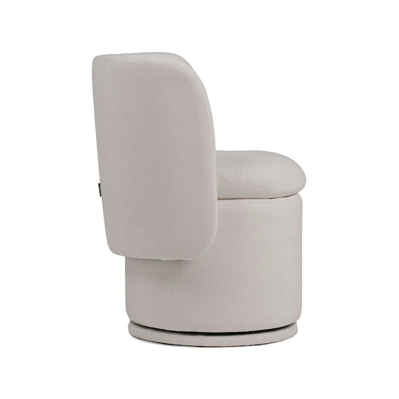 Reno Nori 26 Inch, Swivel Dining Chair, Off White Fabric, Wingback, Wood