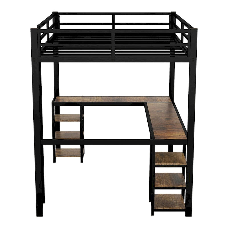 Full Metal Loft Bed with Desk