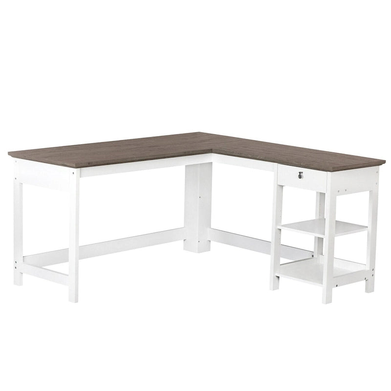 Bureau en L blanc de 59 pouces