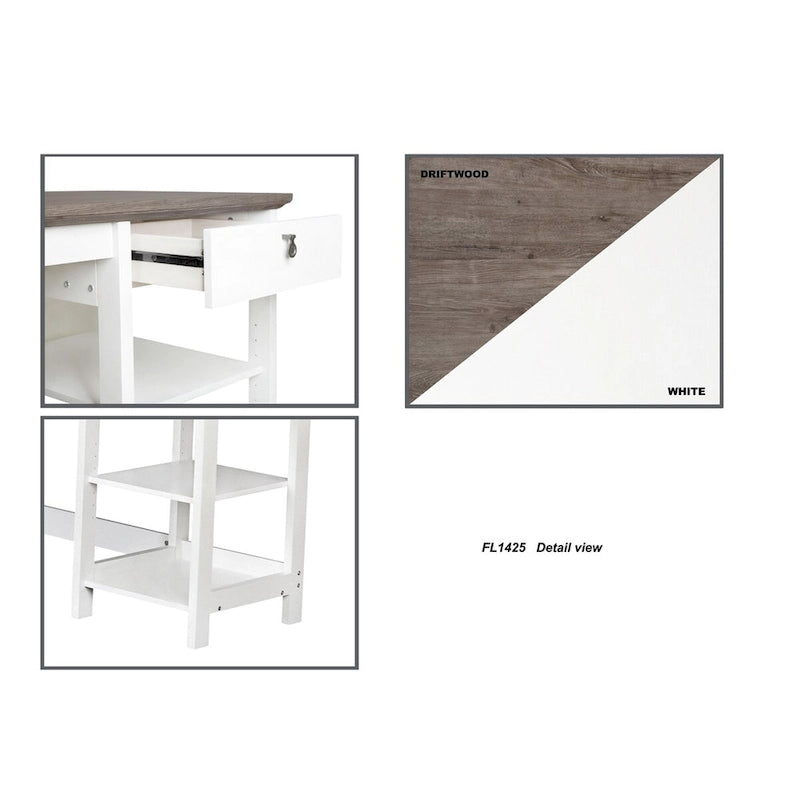 Bureau en L blanc de 59 pouces