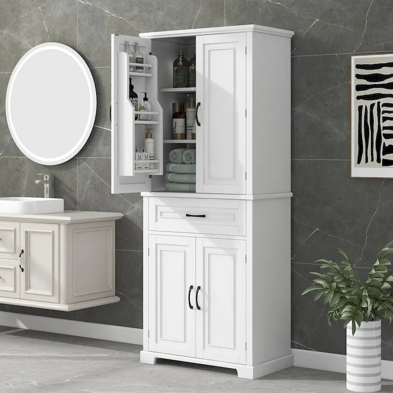 Bathroom Storage Cabinet with Doors and Drawer,Multiple Storage Space,Adjustable Shelf
