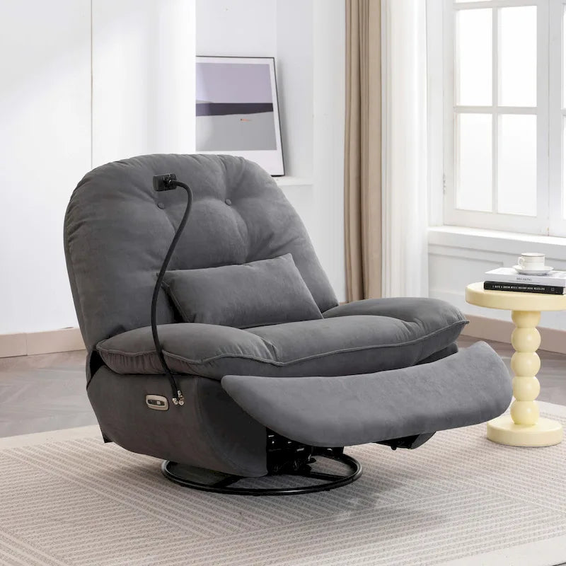 Power Swivel Recliner With USB Charger and Bluetooth Music Player