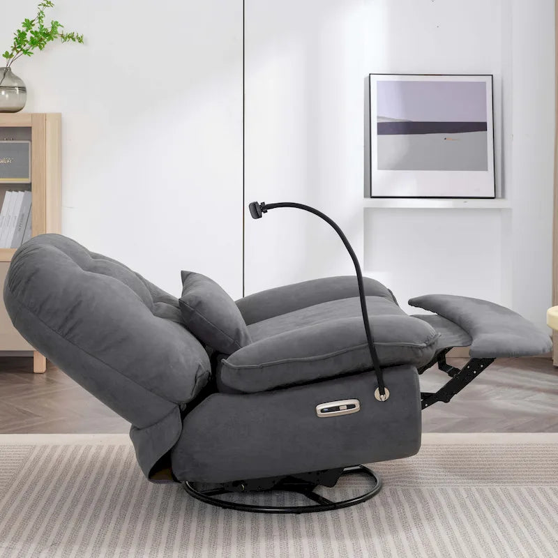 Power Swivel Recliner With USB Charger and Bluetooth Music Player