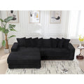 Oversized L Shaped Sofa Corduroy with Chaise Daybed with Armrests and Eight Throw Pillows