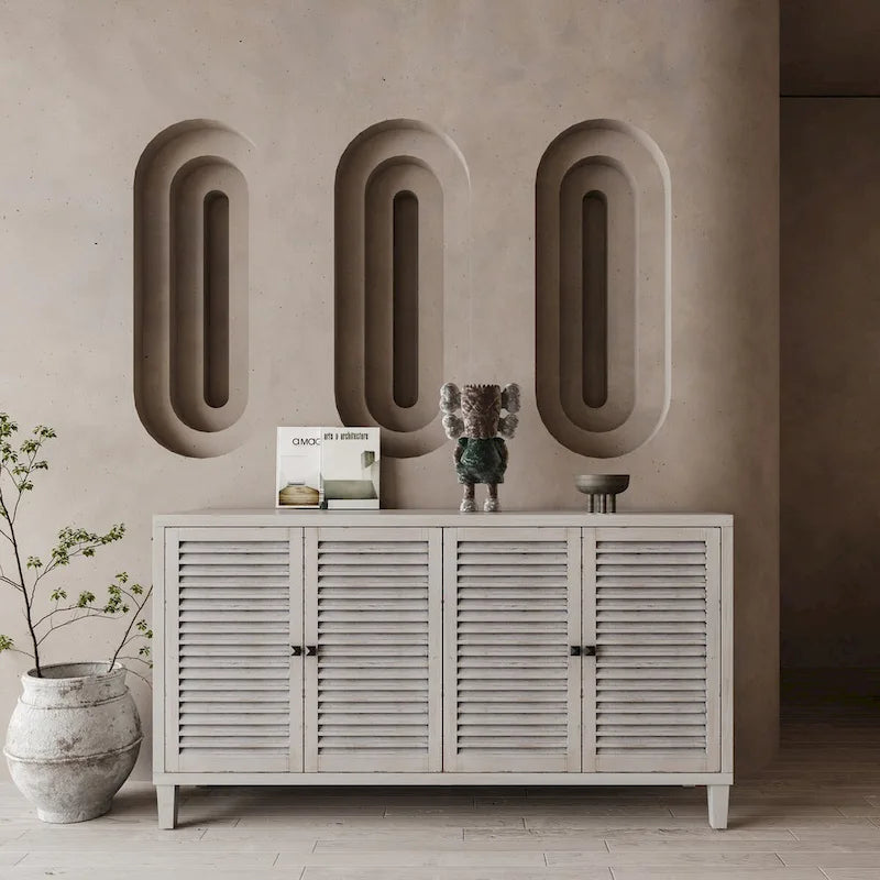 4 Door Wooden Cabinet Sideboard for Living Room