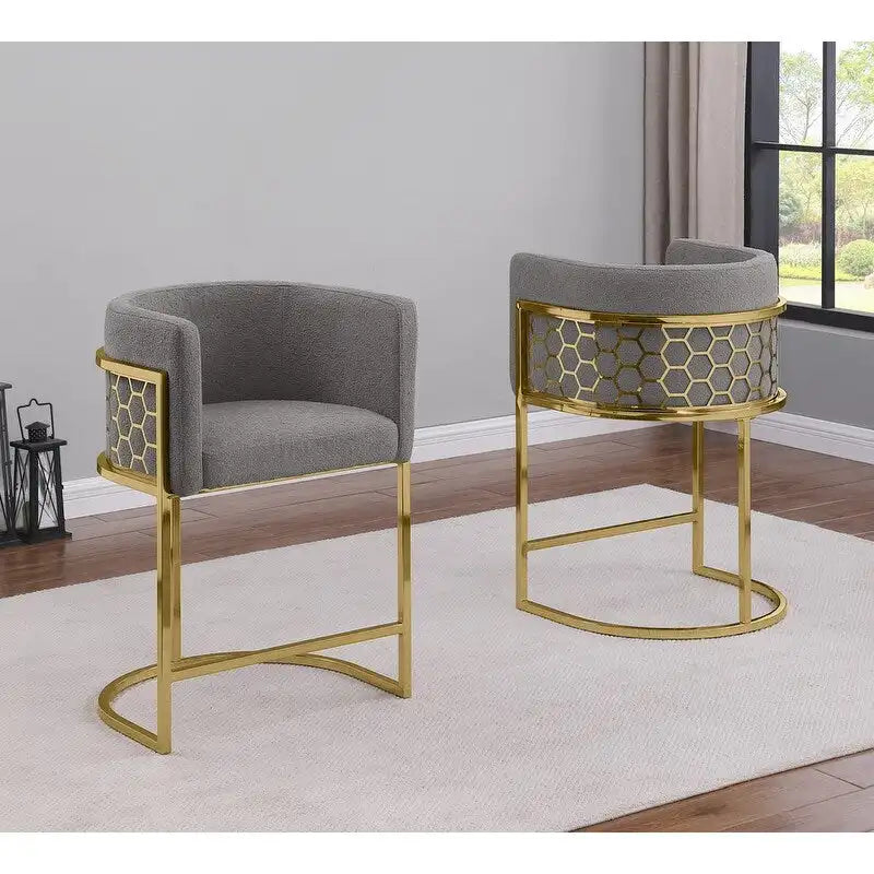 Tabourets de bar rembourrés en chrome doré – Lot de 2