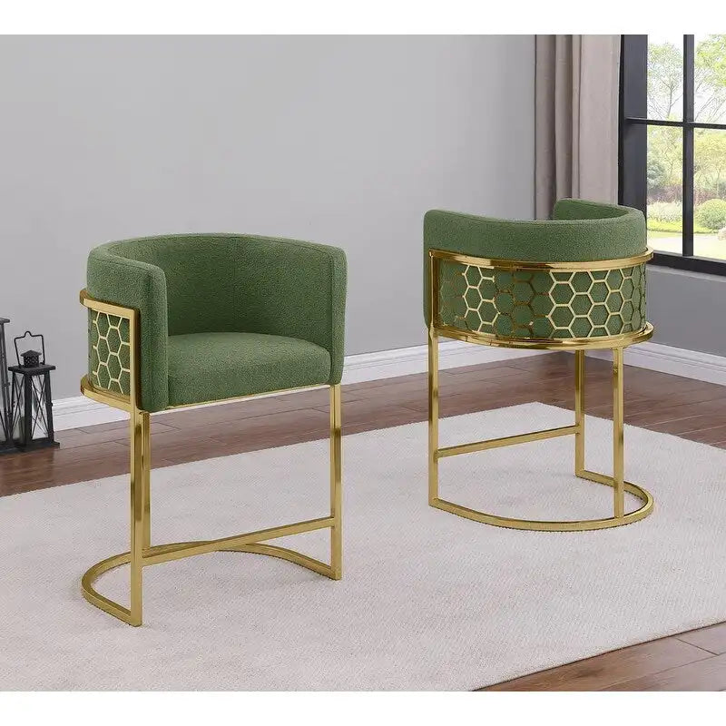 Tabourets de bar rembourrés en chrome doré – Lot de 2