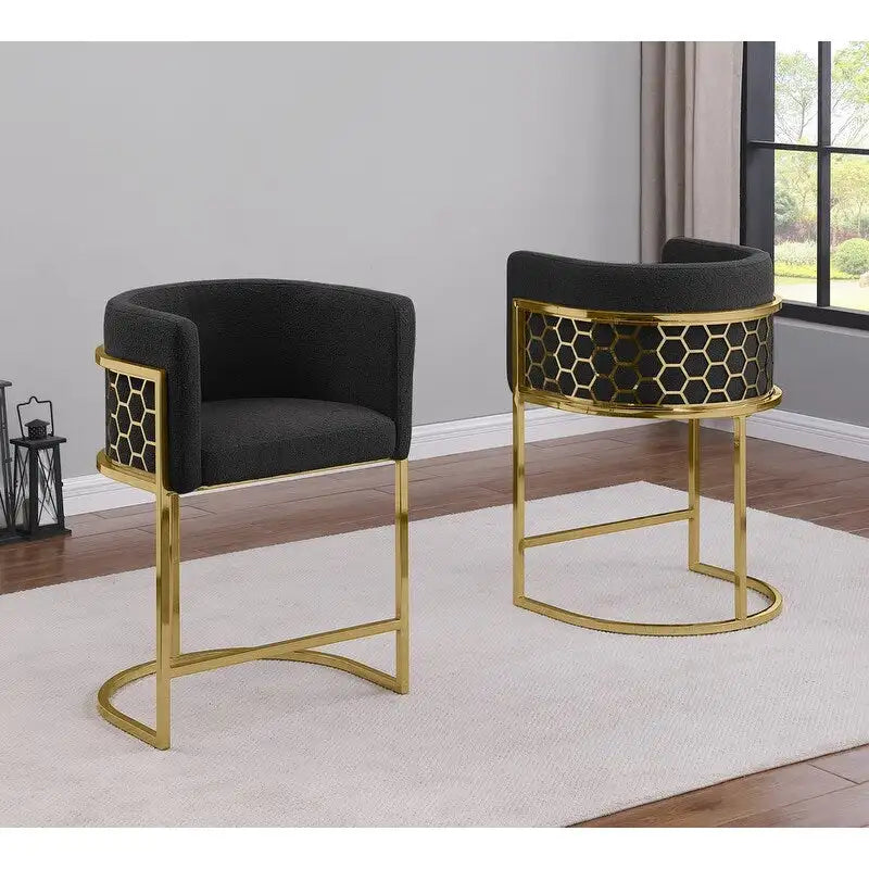 Tabourets de bar rembourrés en chrome doré – Lot de 2