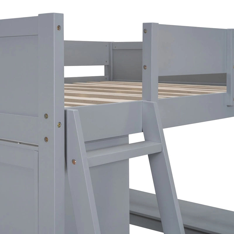 Merax Full Size Loft Bed with Desk and Shelf