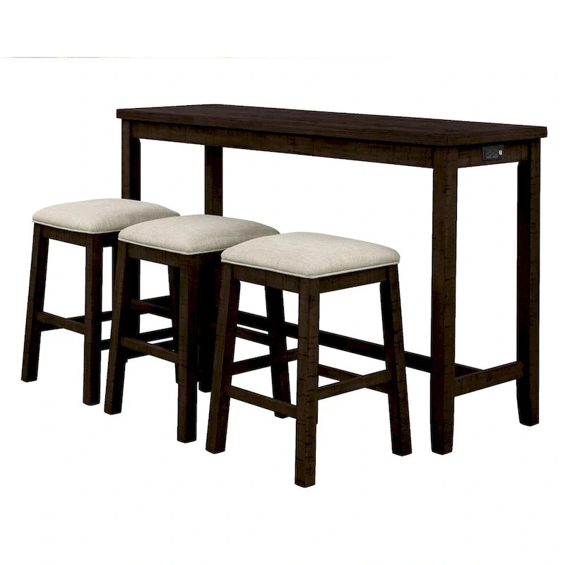 4 Pieces Counter Height Table with Fabric Padded Stools