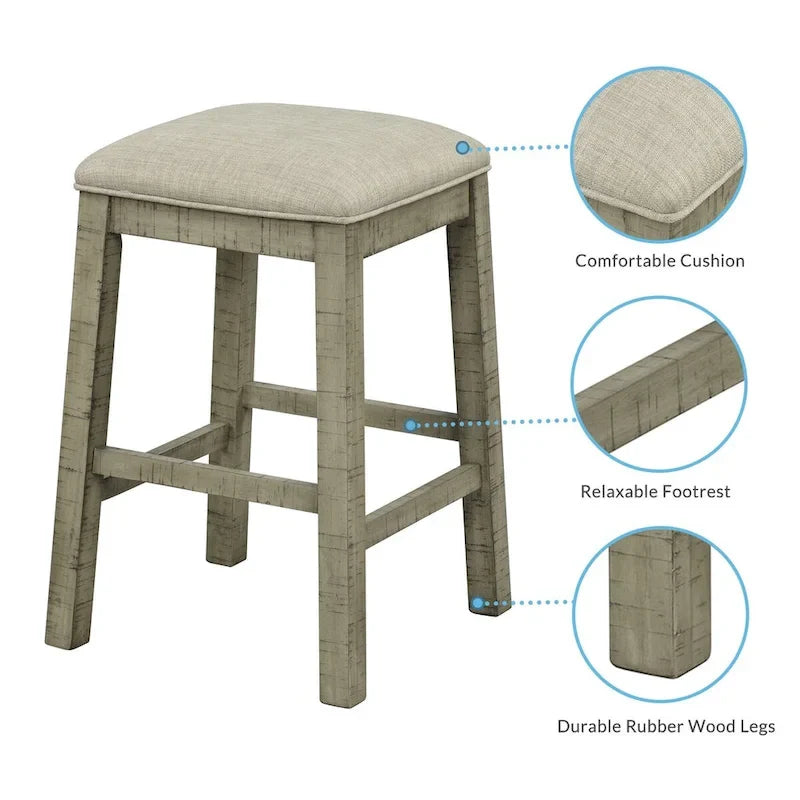 4 Pieces Counter Height Table with Fabric Padded Stools
