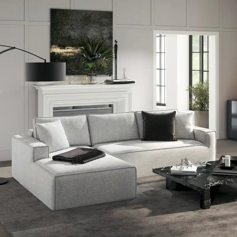Brenley 110.5 Sofa-in-a-Box Chenille Upholstered Frameless 2-Piece Sectional Sofa