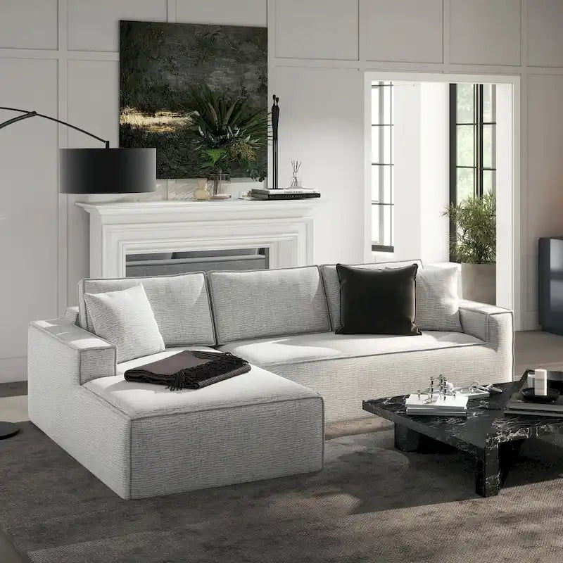 Brenley 110.5 Sofa-in-a-Box Chenille Upholstered Frameless 2-Piece Sectional Sofa