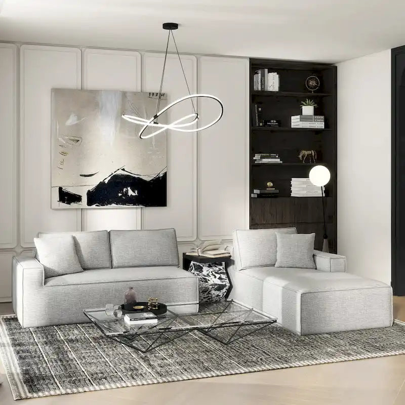 Brenley 110.5 Sofa-in-a-Box Chenille Upholstered Frameless 2-Piece Sectional Sofa