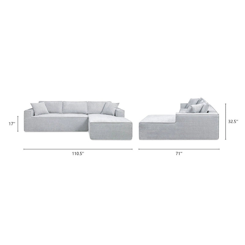Brenley 110.5 Sofa-in-a-Box Chenille Upholstered Frameless 2-Piece Sectional Sofa