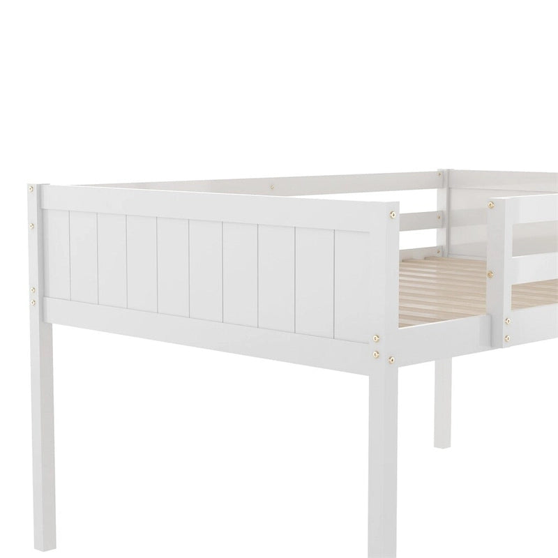 Wood Low Loft Bed w/Ladder,Ladder Can Be Placed On The Left Or Right