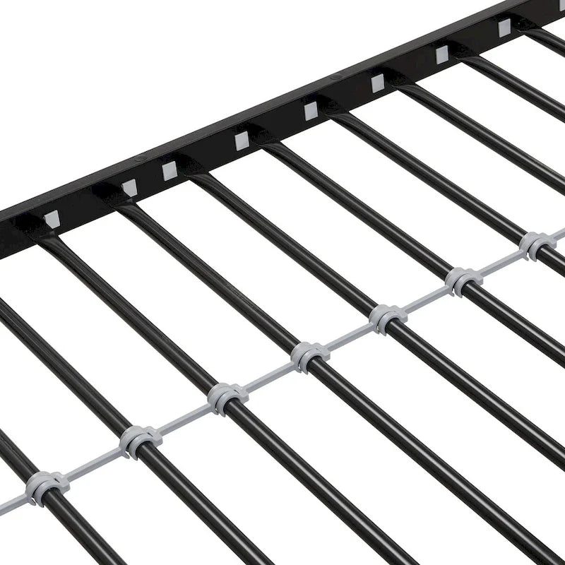 Twin Over FULL Metal Bunk Bed with Trundle 2-Side Ladder and Full-Length Guardrail, No Box Spring Needed, UnderBed Storage